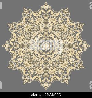 Orientalisches Muster mit Arabesken und goldenen Blumenelementen. Klassisches, traditionelles rundes Ornament. Vintage-Muster mit Arabesken Stockfoto