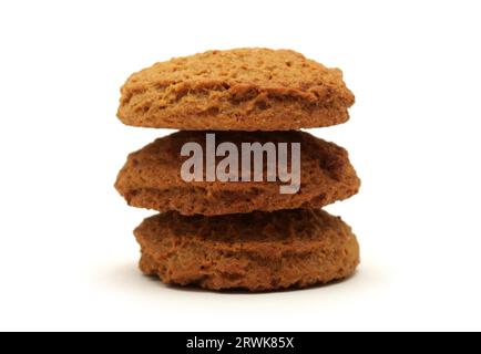 Stapel von oatmeal Cookies auf weißem Hintergrund Stockfoto