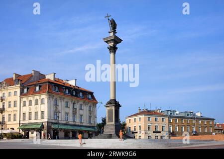 Säule und Statue von König Sigismund III. Wasa (Polnisch: Kolumna Zygmunta) eines der berühmtesten Wahrzeichen in Warschau, Polen Stockfoto