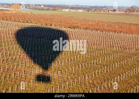 Ein Sonnenaufgang Heißluftballon Flug über das Yarra Valley in Victoria, Australien Stockfoto