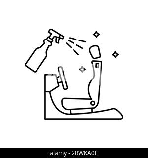 Lineares Symbol für Innenraumreinigung und Sitzreinigung. Autowaschanlage. Anpassbare Darstellung mit dünnen Linien. Kontursymbol. Vektorisolierte Umrisszeichnung. Bearbeitbare Strok Stock Vektor