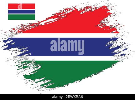 Pinsel Design Gambia Flagge Vektor Stock Vektor