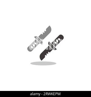 Messer Kampf Symbol einfache Schatten geometrische Logo Vektor Stock Vektor