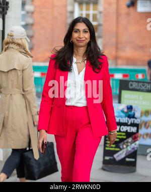 London, Vereinigtes Königreich. September 2023. Innenministerin Suella Braverman in Westminster während der morgendlichen Medienrunde. Credit: Tayfun Salci / Alamy Live News Stockfoto