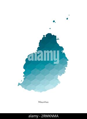 Vektor-isoliertes Illustrationssymbol mit vereinfachter blauer Silhouette der Mauritius-Karte. Polygonaler geometrischer Stil. Weißer Hintergrund. Stock Vektor
