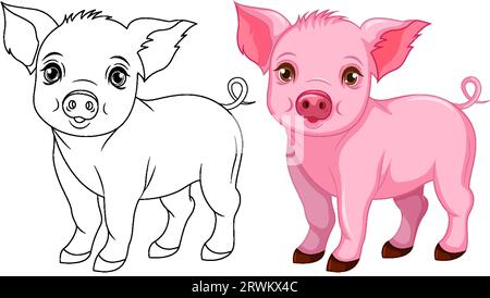 Süßes Schwein Cartoon isolierte Kritzelzeichnung Stock Vektor