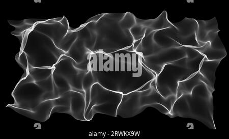 Abstrakte digitale Landschaft mit Partikel- und Plexuseffekt. 3D-Rendering. Stockfoto