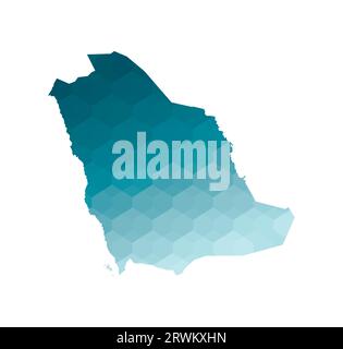 Vektor-isoliertes Illustrationssymbol mit vereinfachter blauer Silhouette der Saudi-Arabien-Karte. Polygonaler geometrischer Stil. Weißer Hintergrund. Stock Vektor