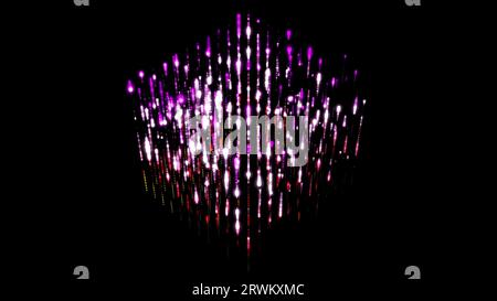 Ein abstrakter, schillernder Farbwürfel. Abstrakter Technologiehintergrund. 3D-Rendering. Stockfoto