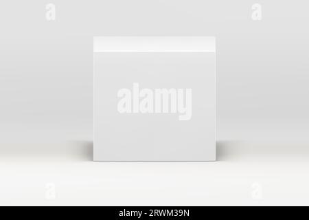 Weißer 3D-Würfel neutraler Podium-Promo-Sockel für die kommerzielle Produktpräsentation, Vektorillustration. Realistische quadratische Werbung leer Stock Vektor