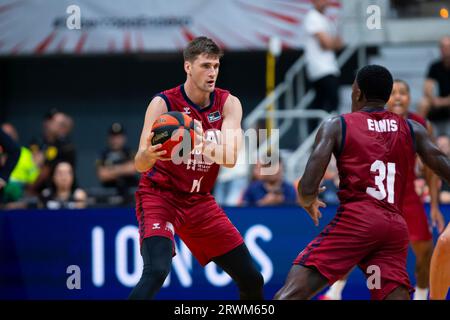 Murcia Region von Murcia Spanien 16. September 2023. Dustin Sleva American Power Forward von Ucam Murcia im Spiel UCAM Murcia CB gegen Unicaja Balonc Stockfoto