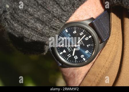 Bilder der speziellen IWC RAAF Automatic-Pilotenuhr, die mit der RAAF anlässlich ihres 100-jährigen Bestehens gefertigt wurde Stockfoto