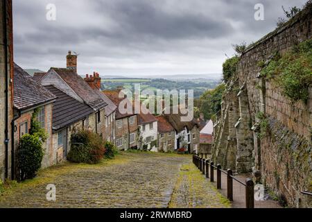 Gold Hill Shaftesbury Dorset England, auch bekannt als Hovis Hill Stockfoto