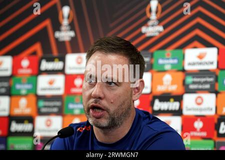 Während einer Trainingseinheit im Rangers Training Centre in Glasgow. Bilddatum: Mittwoch, 20. September 2023. Stockfoto