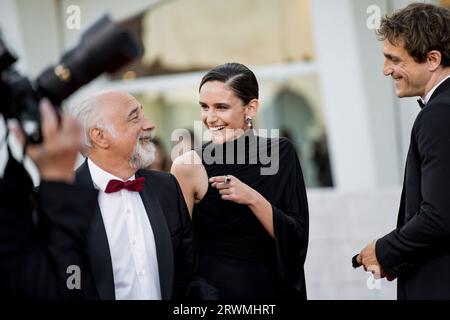 VENEDIG, ITALIEN - SEPTEMBER 07: Valentina Bellè, Franz Rogowski und Giorgio Diritti besuchen einen roten Teppich für den Film „Lubo“ auf der 80. Venedig Interna Stockfoto