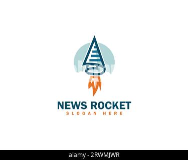 Nachrichtenpapier Rocket Logo entwirft Konzeptvektor, Raumschiff Logo entwirft Vorlage, Startup Logo Designs. Stock Vektor