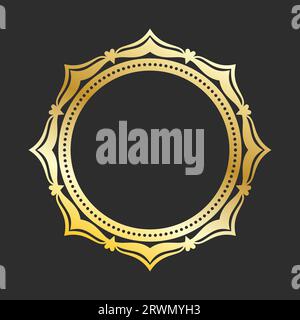 Kreisförmiger goldener Rahmen, elegantes Element für Designvorlage mit Platz für Text, Golden glänzender Rand. Vektorillustration Stock Vektor