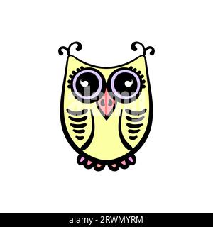 Vektor Hand gezeichnete Eule Doodle, isolierte Illustration Stock Vektor