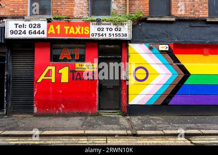 Farbe in Belfast, Union Street, Nordirland. Stockfoto