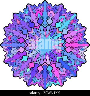 Rundes, mehrfarbiges Mandala, isoliertes Designelement, Vektorillustration Stock Vektor