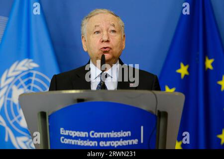 Brüssel, Belgien. September 2023. Jean Todt, Präsident der Federation Internationale de l'Automobile (FIA), während einer Pressekonferenz über die Straßenverkehrssicherheit am 20. September 2023 in Brüssel, Belgien, Credit: ALEXANDROS MICHAILIDIS/Alamy Live News Stockfoto