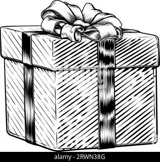 Weihnachtsgeschenk Geburtstagsgeschenk Vintage Geschenkbox Schleife Stock Vektor