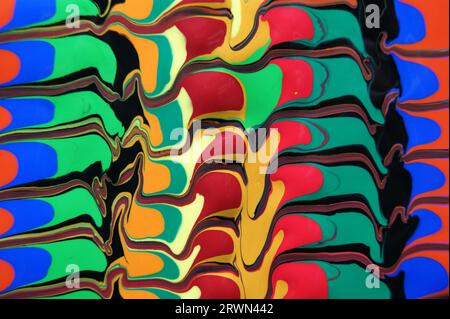 Einzigartiger abstrakter Hintergrund. Flatternde, gemischte Farben. Stockfoto