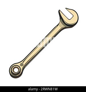 Ringmaulschlüssel oder -Schlüssel mit offenem Kasten Stock Vektor