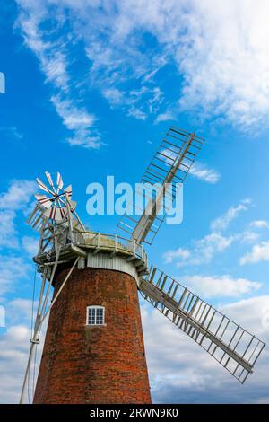 Horsey Windpumpe in der Nähe von Horsey in den Norfolk Broads England Großbritannien gebaut 1912 und in Betrieb bis 1943. Stockfoto