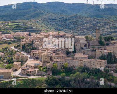 Luftaufnahme der Stadt SOS Del Rey Catolico in der Provinz Zaragoza, Nordspanien. Stockfoto