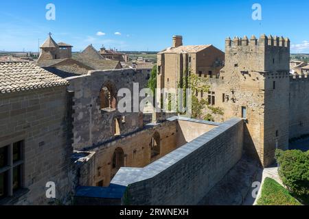 Der wunderschöne Königspalast von Olite in Navarra, Spanien Stockfoto