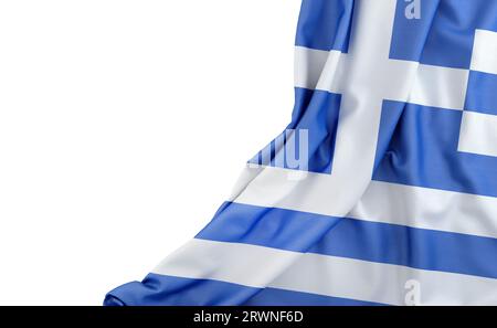 Flagge Griechenlands mit leerem Platz auf der linken Seite. Isoliert. 3D-Rendering Stockfoto