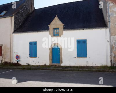 Putzsteinhaus in Kervalet, Bretagne Stockfoto