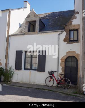 Putzsteinhaus in Kervalet, Bretagne Stockfoto