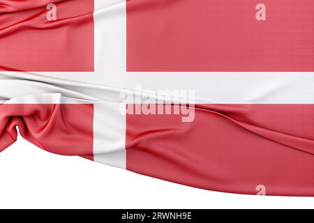 Isolierte Flagge Dänemarks mit nachstehendem Raum. 3D-Rendering Stockfoto