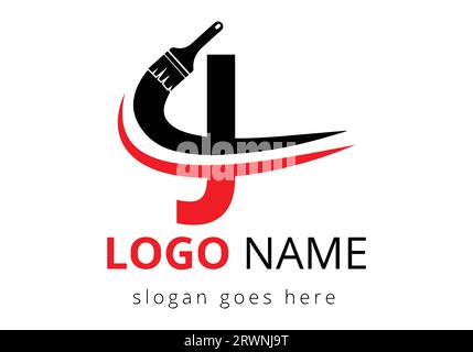 Design-Vorlage für den Farbpinsel mit Buchstabe J. Konzeptvorlage Für Erstmalzeichen Stock Vektor