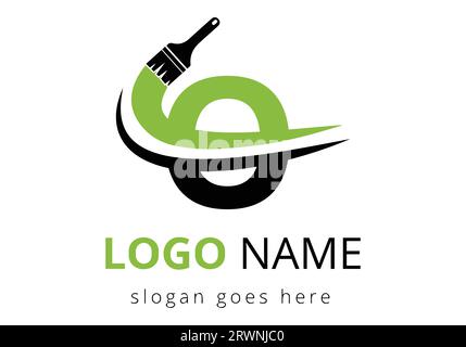 Design-Vorlage für das Logo des Malpinsels „Buchstabe O“. Konzeptvorlage Für Erstmalzeichen Stock Vektor
