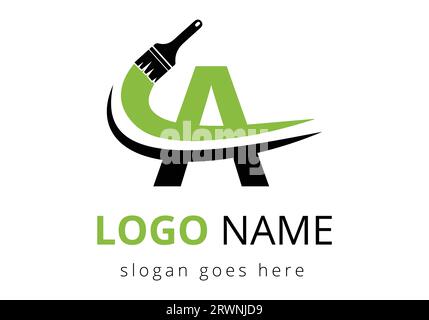 Schreiben Sie Eine Designvorlage für das Pinsel-Logo. Konzeptvorlage Für Erstmalzeichen Stock Vektor