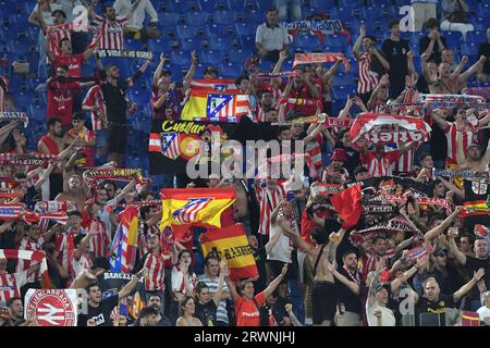 Rom, Latium. September 2023. Atletico Madrid-Fans während des Champions-League-Spiels zwischen Lazio und Atletico Madrid im Olympiastadion, Italien, 19. September 2023. AllShotLive/SIPA USA Credit: SIPA USA/Alamy Live News Stockfoto