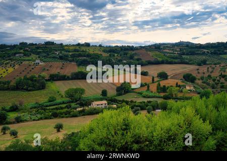 Landblick in der Region Marken in Mittelitalien Stockfoto