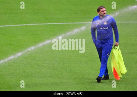 AMSTERDAM - Interimstrainer Jacques Abardonado von Olympique Marseille während des Trainings für das Gruppenspiel in der Europa League gegen Ajax. Das Amsterdamer Team erhält den französischen Verein in der Johan Cruijff Arena. ANP OLAF KRAAK Stockfoto