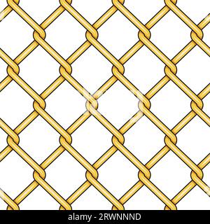Nahtloses Muster mit goldfarbenem Mesh-Netz. Vektorfarbiger Hintergrund auf weiß. Stock Vektor