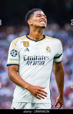 Madrid, Spanien. September 2023. Jude Bellingham (Real Madrid) während des Fußballspiels zwischen Real Madrid und Union Berlin, gültig für den 1. Spieltag der UEFA Champions League, die am 20. September 2023 im Santiago Bernabeu Stadion in Madrid, Spanien, ausgetragen wurde. Credit: Independent Photo Agency/Alamy Live News Stockfoto