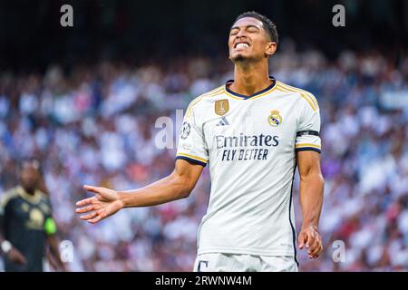 Madrid, Spanien. September 2023. Jude Bellingham (Real Madrid) während des Fußballspiels zwischen Real Madrid und Union Berlin, gültig für den 1. Spieltag der UEFA Champions League, die am 20. September 2023 im Santiago Bernabeu Stadion in Madrid, Spanien, ausgetragen wurde. Credit: Independent Photo Agency/Alamy Live News Stockfoto