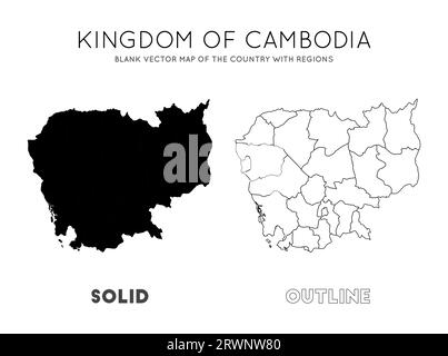 Kambodscha Karte. Leere Vektorkarte des Landes mit Regionen. Grenzen Kambodschas für Ihre Infografik. Vektorillustration. Stock Vektor