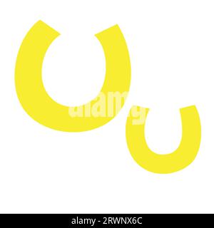 Doodle verspielter Buchstabe U Großbuchstaben, Kleinbuchstaben abc bunte Karikatur lustige Stil, englische Alphabet Vektor-Illustration, bunte handgeschriebene Schriftart let Stock Vektor