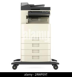 Multifunktionsdrucker für Büro, 3D-Rendering isoliert auf weißem Hintergrund Stockfoto