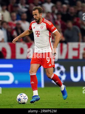 Der FC Bayern München ist Harry Kane während des UEFA Champions League Group A-Spiels in der Allianz Arena in München. Bilddatum: Mittwoch, 20. September 2023. Stockfoto