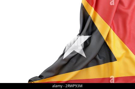 Flagge von Osttimor mit leerem Platz auf der linken Seite. Isoliert. 3D-Rendering Stockfoto