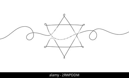 David-Vektor-Stern im Linienstil. Linienkunst jüdische Zeichen Illustration. Stock Vektor